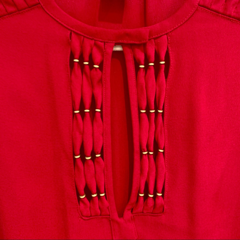 Diane Von Furstenburg Florina  red silk top - Picture 3 of 7